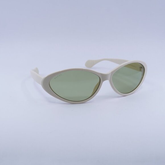Gucci GG1377S 001 Sunglasses Shiny Ivory Cat Eye Frame, Green Lenses main image 2
